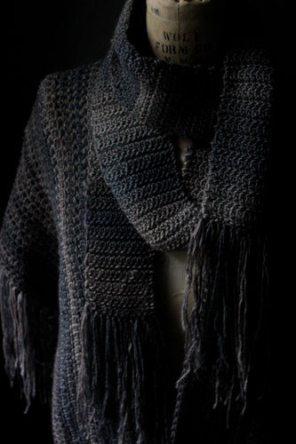 Hand Crocheted Fringed Scarf . wild & willow Collection. 