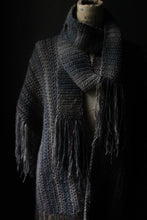 Load image into Gallery viewer, Rustic Hand Crocheted Fringed Cloak . wild &amp; willow Collection. &quot;Direwolf&quot;.