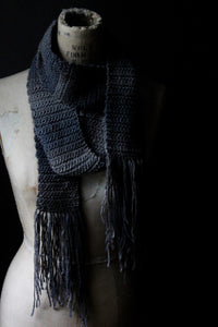 Hand Crocheted Fringed Scarf . wild & willow Collection. "Direwolf".