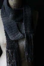 Load image into Gallery viewer, Hand Crocheted Fringed Scarf . wild &amp; willow Collection. &quot;Direwolf&quot;.