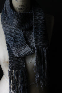 Hand Crocheted Fringed Scarf . wild & willow Collection. "Direwolf".