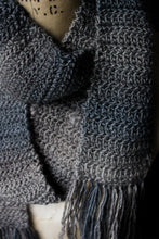 Load image into Gallery viewer, Hand Crocheted Fringed Scarf . wild &amp; willow Collection. &quot;Direwolf&quot;.