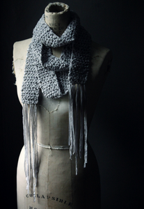 The Rain Minder. Storyteller Series. Hand Crocheted Fringed Scarf.