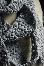 Load image into Gallery viewer, The Rain Minder. Storyteller Series. Hand Crocheted Fringed Scarf.