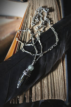 Load image into Gallery viewer, A Dark Tale | Tearcatcher, No.2. Antiqued Silver &amp; Glass Pendant Necklace.