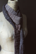 Load image into Gallery viewer, Lorincroft Cemetery. Storyteller Series. Hand Crocheted Fringe Scarf.