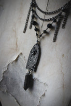 Load image into Gallery viewer, A Dark Tale | The Pit &amp; The Pendulum. Artisan Pewter &amp; Gemstone Necklace.