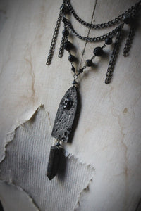 A Dark Tale | The Pit & The Pendulum. Artisan Pewter & Gemstone Necklace.