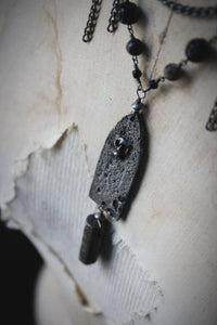 A Dark Tale | The Pit & The Pendulum. Artisan Pewter & Gemstone Necklace.