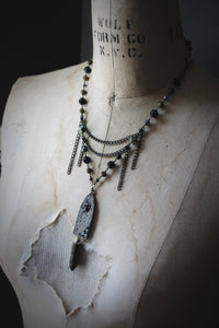 A Dark Tale | The Pit & The Pendulum. Artisan Pewter & Gemstone Necklace.