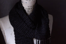 Load image into Gallery viewer, The Blacksmith's Cottage. Storyteller Series. Hand Crocheted Rustic Fringe Scarf.