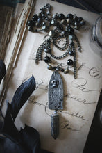 Load image into Gallery viewer, A Dark Tale | The Pit &amp; The Pendulum. Artisan Pewter &amp; Gemstone Necklace.