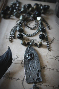 A Dark Tale | The Pit & The Pendulum. Artisan Pewter & Gemstone Necklace.