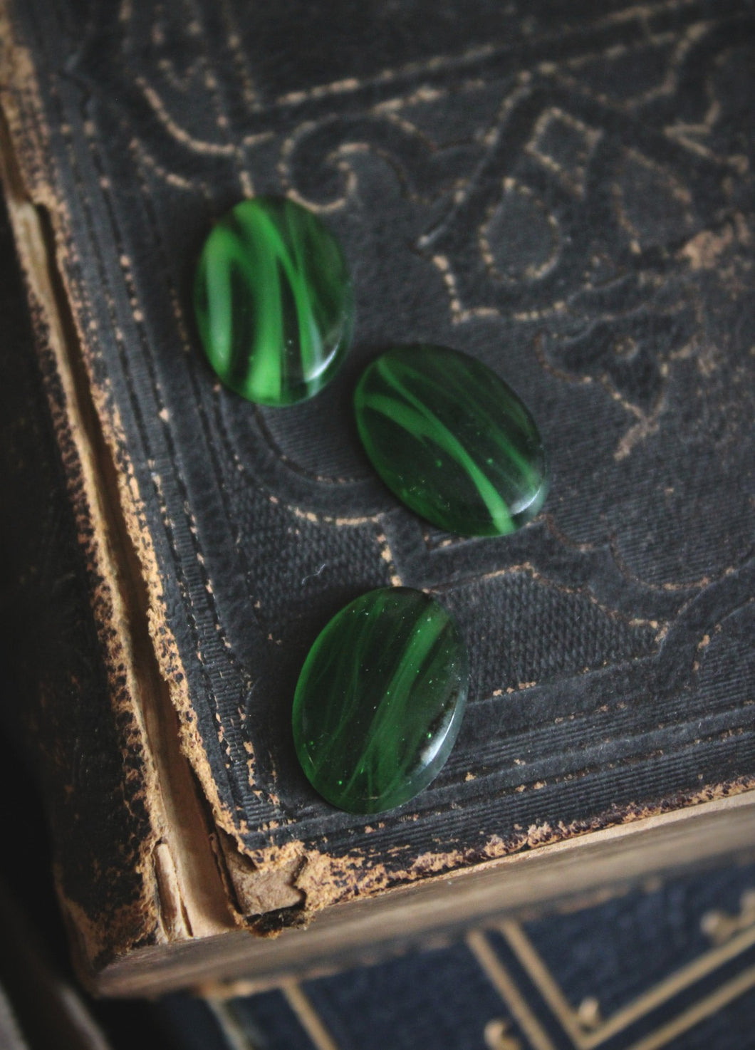 Acrylic Flat Cabochons | Marbled Green