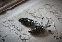 Load image into Gallery viewer, A Dark Tale | Tearcatcher, No.2. Antiqued Silver &amp; Glass Drop Earrings.