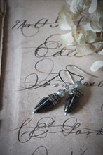 Load image into Gallery viewer, A Dark Tale | Tearcatcher, No.2. Antiqued Silver &amp; Glass Drop Earrings.