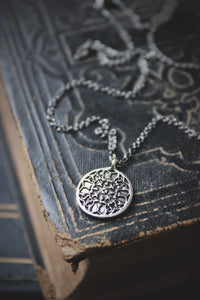 Cathedral. Antiqued Silver & Gunmetal Pendant Necklace.