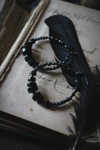 A Dark Tale | Midnight Dreary. Beaded Hoop Earrings.