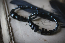 Load image into Gallery viewer, A Dark Tale | Midnight Dreary. Beaded Hoop Earrings.