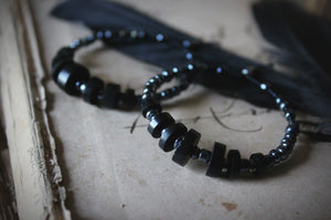 A Dark Tale | Midnight Dreary. Beaded Hoop Earrings.