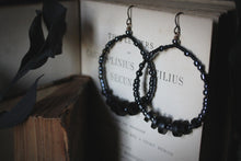 Load image into Gallery viewer, A Dark Tale | Midnight Dreary. Beaded Hoop Earrings.