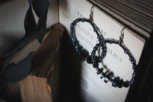 Load image into Gallery viewer, A Dark Tale | Midnight Dreary. Beaded Hoop Earrings.