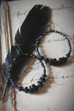 Load image into Gallery viewer, A Dark Tale | Midnight Dreary. Beaded Hoop Earrings.