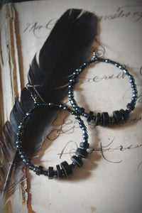 A Dark Tale | Midnight Dreary. Beaded Hoop Earrings.