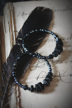 Load image into Gallery viewer, A Dark Tale | Midnight Dreary. Beaded Hoop Earrings.