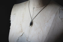 Load image into Gallery viewer, A Dark Tale | Tearcatcher, No.2. Antiqued Silver &amp; Glass Pendant Necklace.