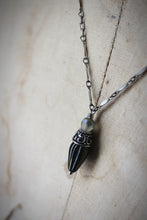 Load image into Gallery viewer, A Dark Tale | Tearcatcher, No.2. Antiqued Silver &amp; Glass Pendant Necklace.