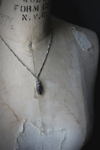 A Dark Tale | Tearcatcher, No.2. Antiqued Silver & Glass Pendant Necklace.