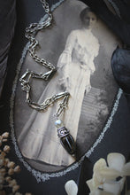 Load image into Gallery viewer, A Dark Tale | Tearcatcher, No.2. Antiqued Silver &amp; Glass Pendant Necklace.