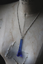 Load image into Gallery viewer, A Winter&#39;s Night |  Winter&#39;s Dram. Antiqued Silver &amp; Vintage Glass Necklace.