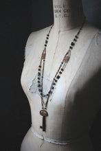 Load image into Gallery viewer, The Parlor Room. Storyteller Series. Antique Skeleton Key &amp; Gemstone Necklace.