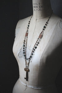 The Parlor Room. Storyteller Series. Antique Skeleton Key & Gemstone Necklace.