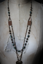 Load image into Gallery viewer, The Parlor Room. Storyteller Series. Antique Skeleton Key &amp; Gemstone Necklace.