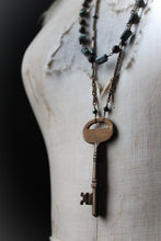 Load image into Gallery viewer, The Parlor Room. Storyteller Series. Antique Skeleton Key &amp; Gemstone Necklace.