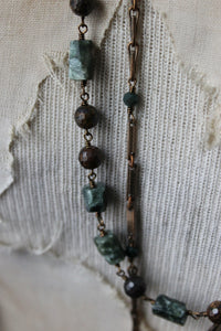 The Parlor Room. Storyteller Series. Antique Skeleton Key & Gemstone Necklace.