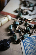 Load image into Gallery viewer, The Parlor Room. Storyteller Series. Antique Skeleton Key &amp; Gemstone Necklace.