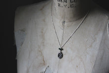 Load image into Gallery viewer, The Sacred Grove | Fern. Botanical Hand Forged Oxidized Fine Silver Pendant &amp; Sterling Necklace.