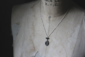 The Sacred Grove | Fern. Botanical Hand Forged Oxidized Fine Silver Pendant & Sterling Necklace.