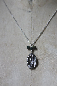 The Sacred Grove | Fern. Botanical Hand Forged Oxidized Fine Silver Pendant & Sterling Necklace.