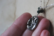 Load image into Gallery viewer, The Sacred Grove | Fern. Botanical Hand Forged Oxidized Fine Silver Pendant &amp; Sterling Necklace.