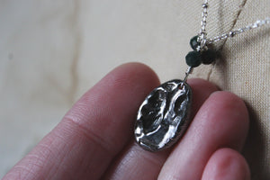 The Sacred Grove | Fern. Botanical Hand Forged Oxidized Fine Silver Pendant & Sterling Necklace.