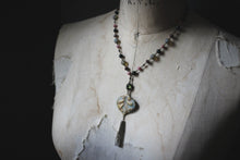 Load image into Gallery viewer, The Sacred Grove | Flourish. Beaded Antiqued Brass Tassel Necklace.