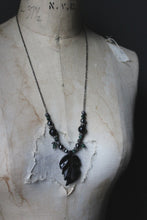 Load image into Gallery viewer, The Sacred Grove | Black Oak. Gemstone &amp; Glass Gunmetal Pendant Necklace.