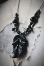 Load image into Gallery viewer, The Sacred Grove | Black Oak. Gemstone &amp; Glass Gunmetal Pendant Necklace.