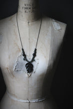 Load image into Gallery viewer, The Sacred Grove | Black Oak. Gemstone &amp; Glass Gunmetal Pendant Necklace.