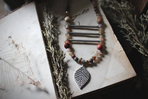 November's Eve. Hand-strung Long Beaded Pendant Necklace.